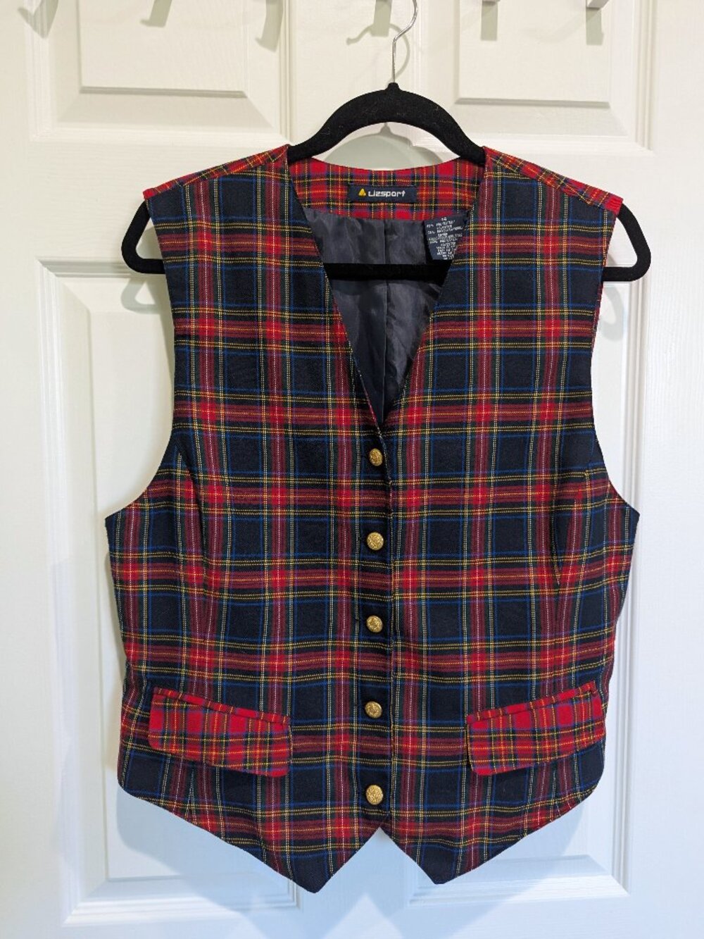 Vintage Lizsport Plaid Vest size 14